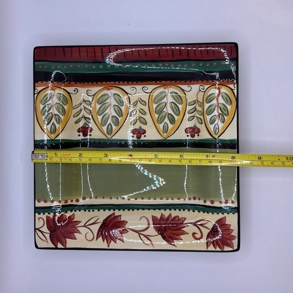 Tabletops Unlimited beautiful ceramic hand painted 8” square salad plate/dish. - Picture 6 of 9